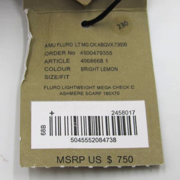 BURBERRY Fluro Lightweight Mega Check Cashmere Scarf In Bright Lemon DAMAGED - Picture 5 of 5